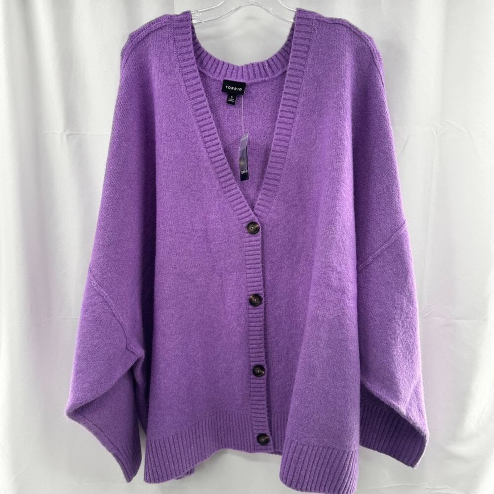 Torrid Vegan Cashmere V-Neck Cardigan Plus Sz 5x Purple
